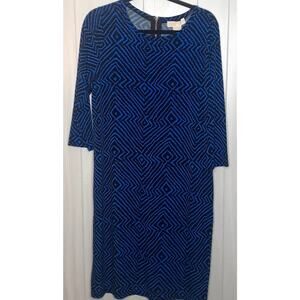 NWT Michael Kors Dress Amalfi Blue Tribal Print Back Zip Size 1X